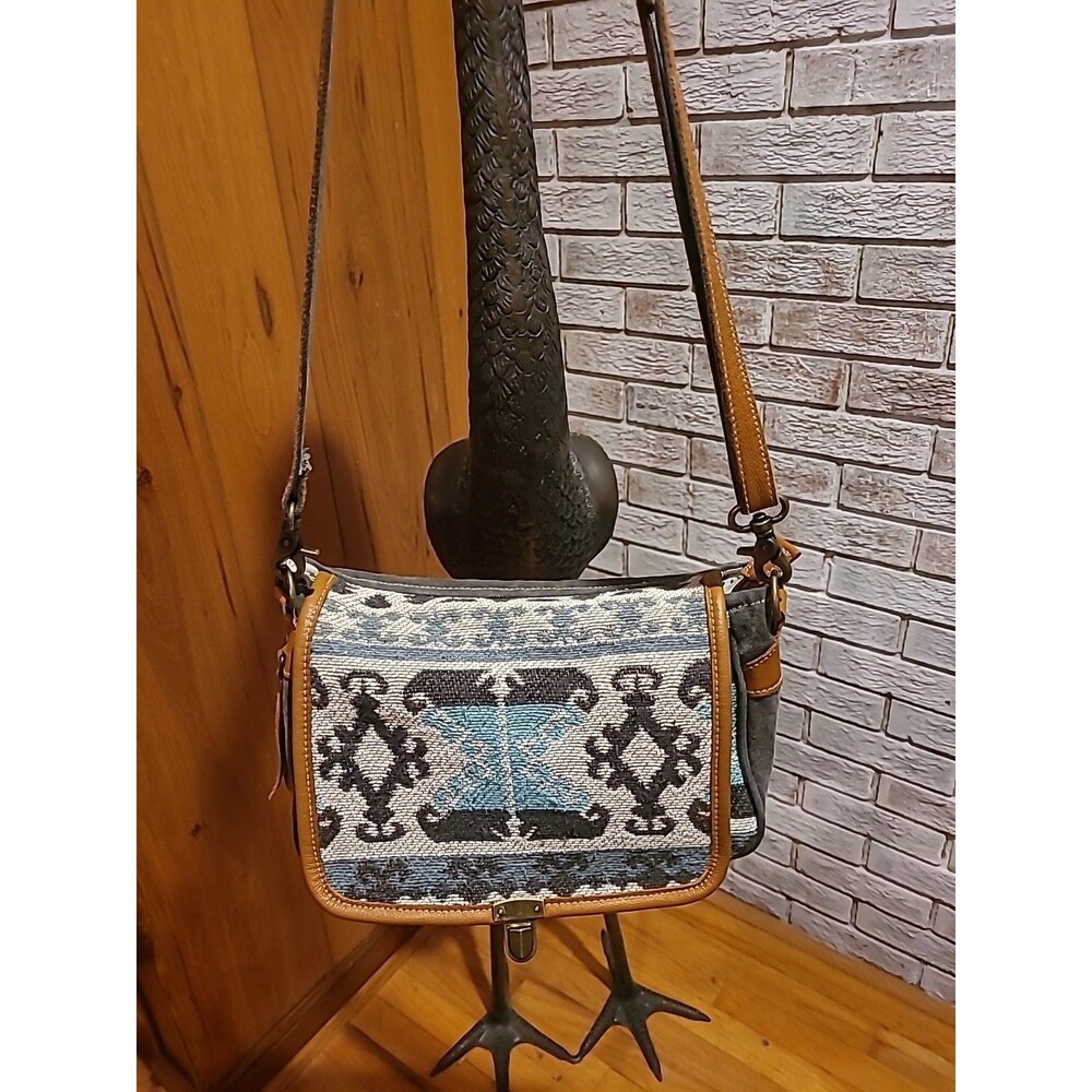 Myra Bag Western Leather Shoulder Bag for Women - Upcycled Canvas Crossbody Bag